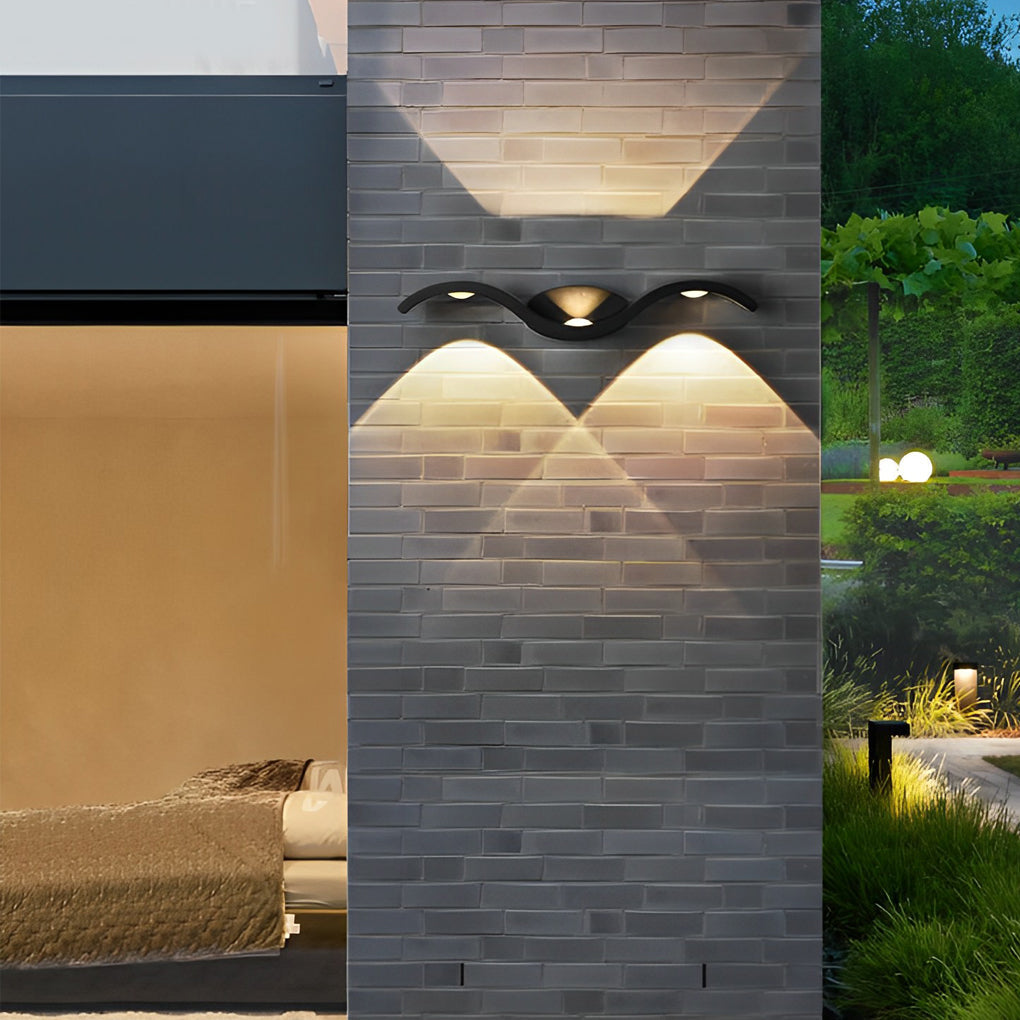 Premium Outdoor Up-Down LED Wave Wall Sconce