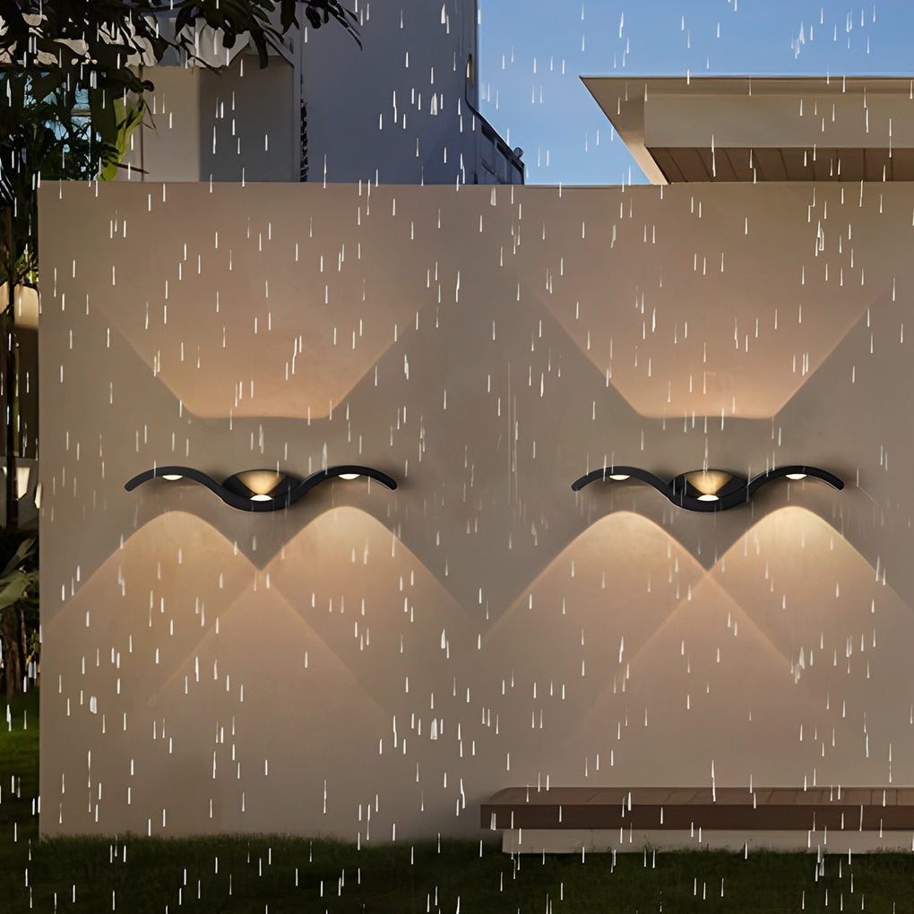 Premium Outdoor Up-Down LED Wave Wall Sconce