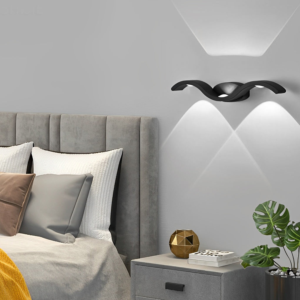 Premium Outdoor Up-Down LED Wave Wall Sconce
