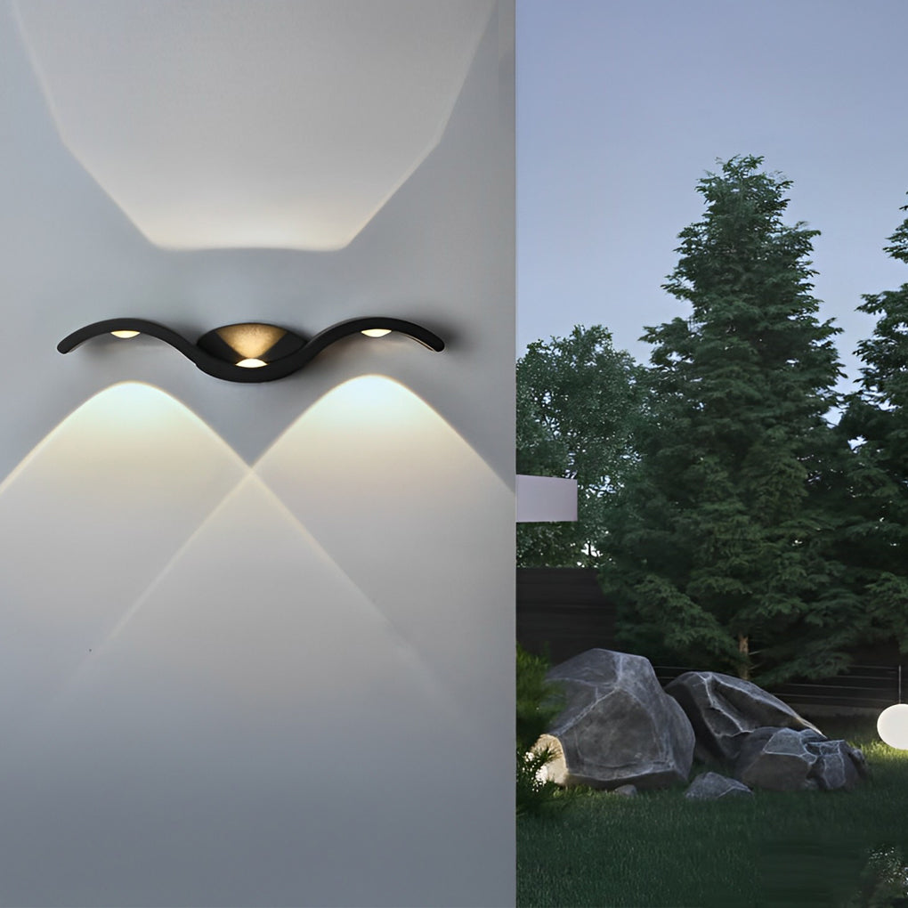Premium Outdoor Up-Down LED Wave Wall Sconce