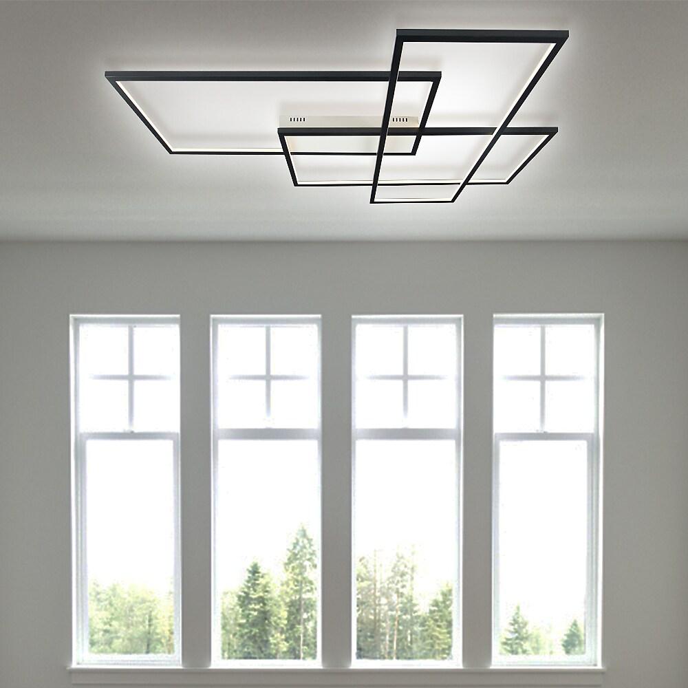 Aluminum Geometric Flush Mount LED Ceiling Light - Overlapping Rectangles Design