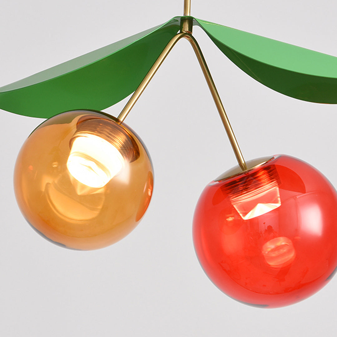 Modern Dual-Head LED Table Lamp with Stained Glass - Nordic Cherry Design