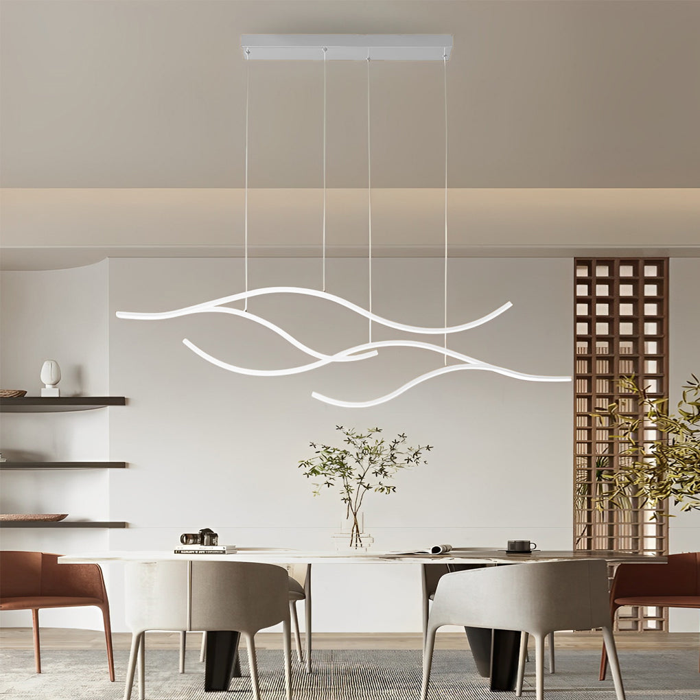 Wavy Curved LED Pendant Light - Modern Metal Ceiling Fixture