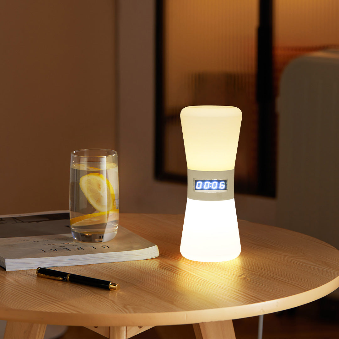 Premium White Hourglass Table Lamp with Countdown Gravity Sensor