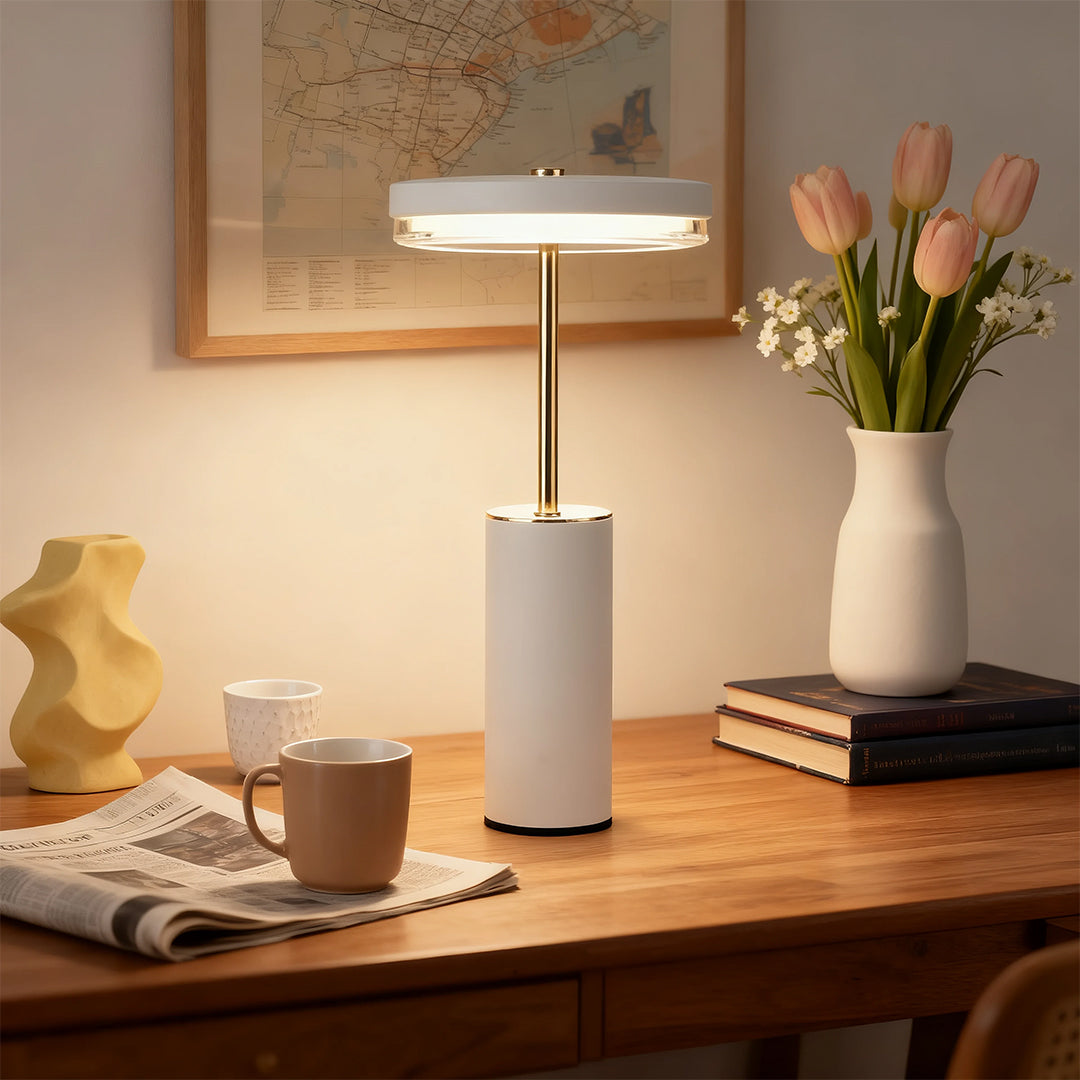 European Style Metal Cylinder Table Lamp - Decorative Lighting Accent