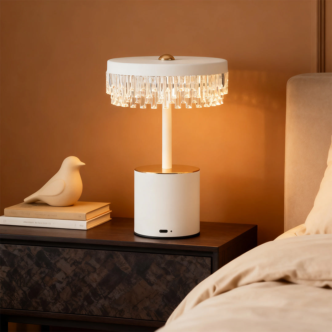 Minimalist Fringe Table Lamp with USB Charging