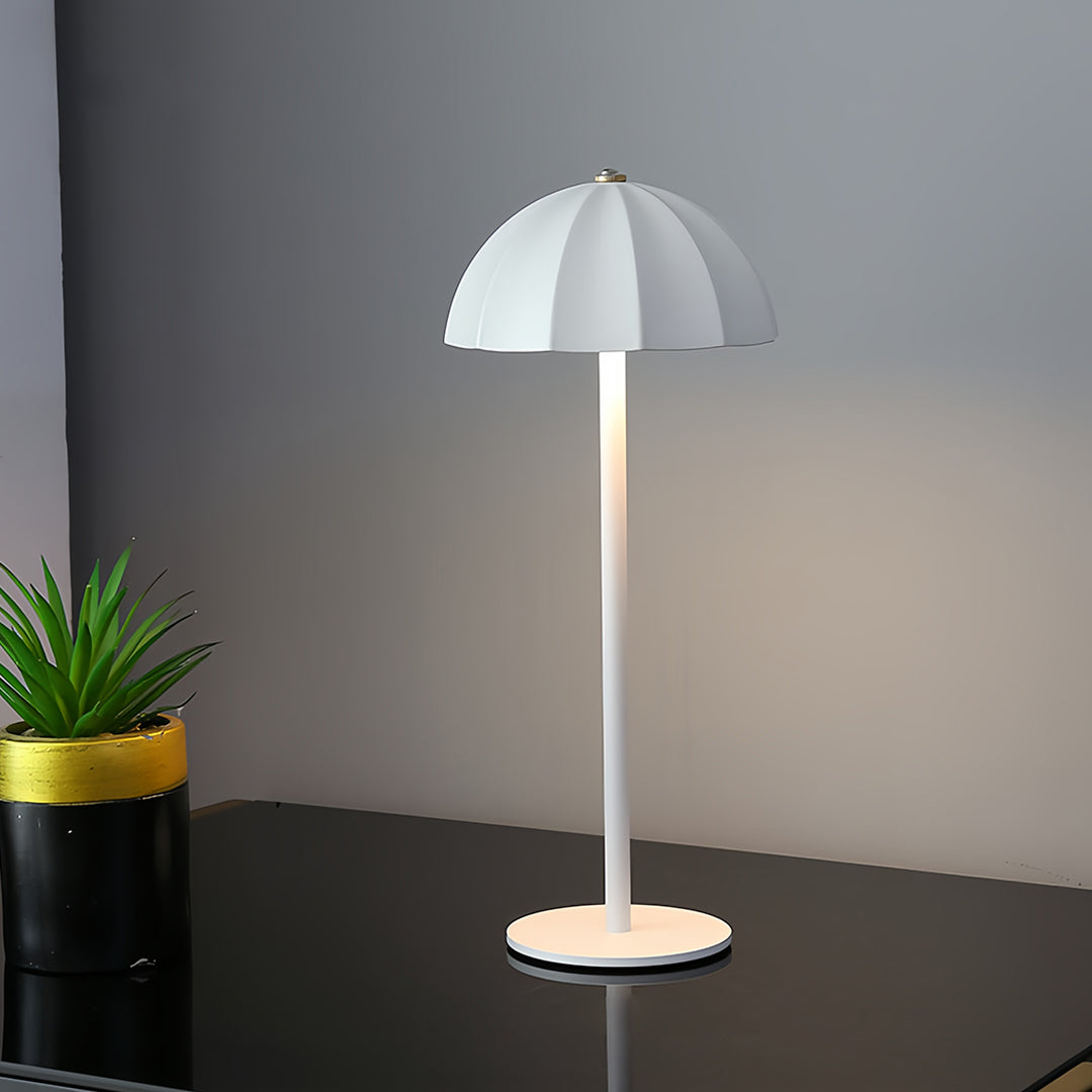 Minimalist Cordless Rechargeable Metal Mushroom Table Lamp