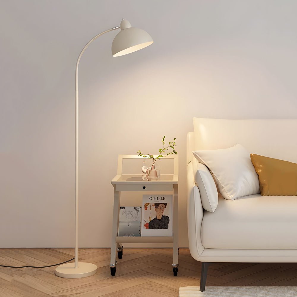 Premium White Arc Floor Lamp with Chrome Finish and Dome Shade