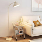Premium White Arc Floor Lamp with Chrome Finish and Dome Shade