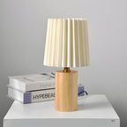 Premium Wood Column Table Lamp with Pleated Empire Shade