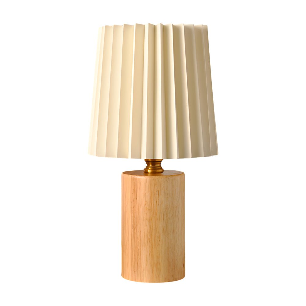 Premium Wood Column Table Lamp with Pleated Empire Shade