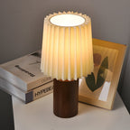Premium Wood Column Table Lamp with Pleated Empire Shade