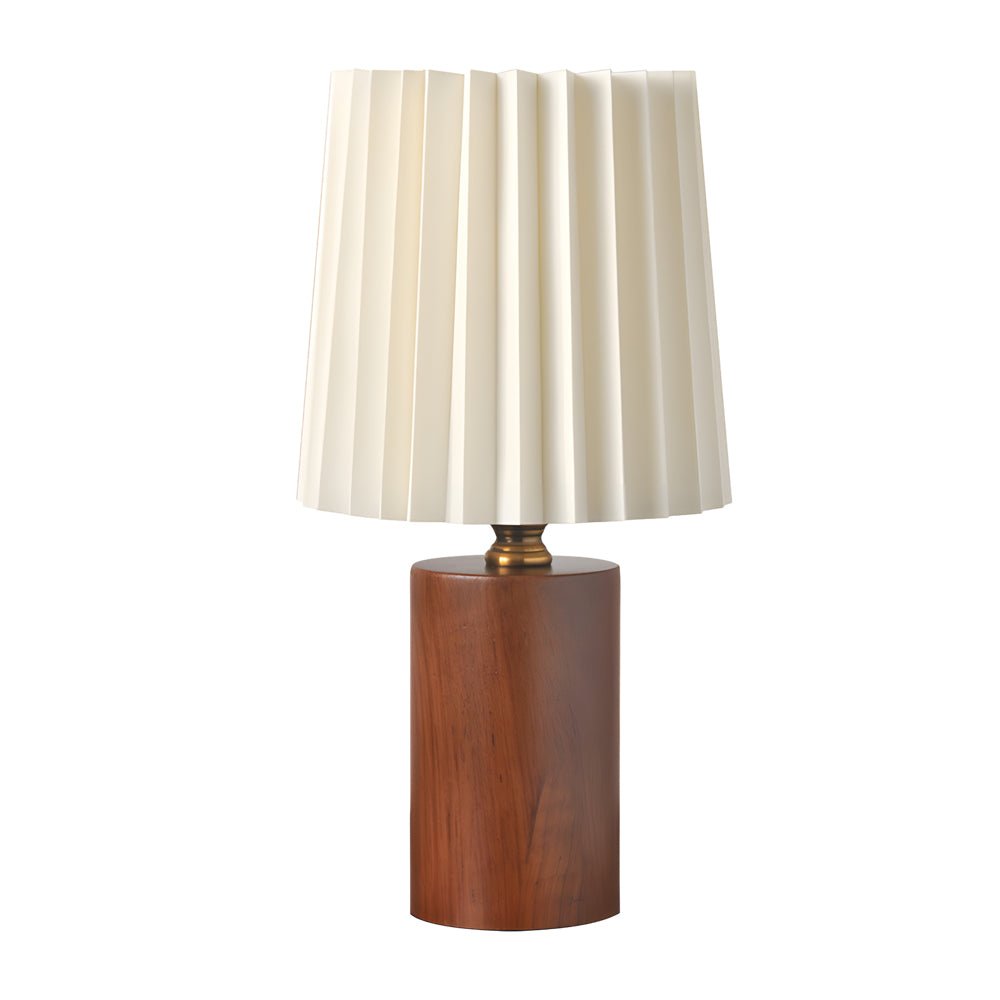 Premium Wood Column Table Lamp with Pleated Empire Shade