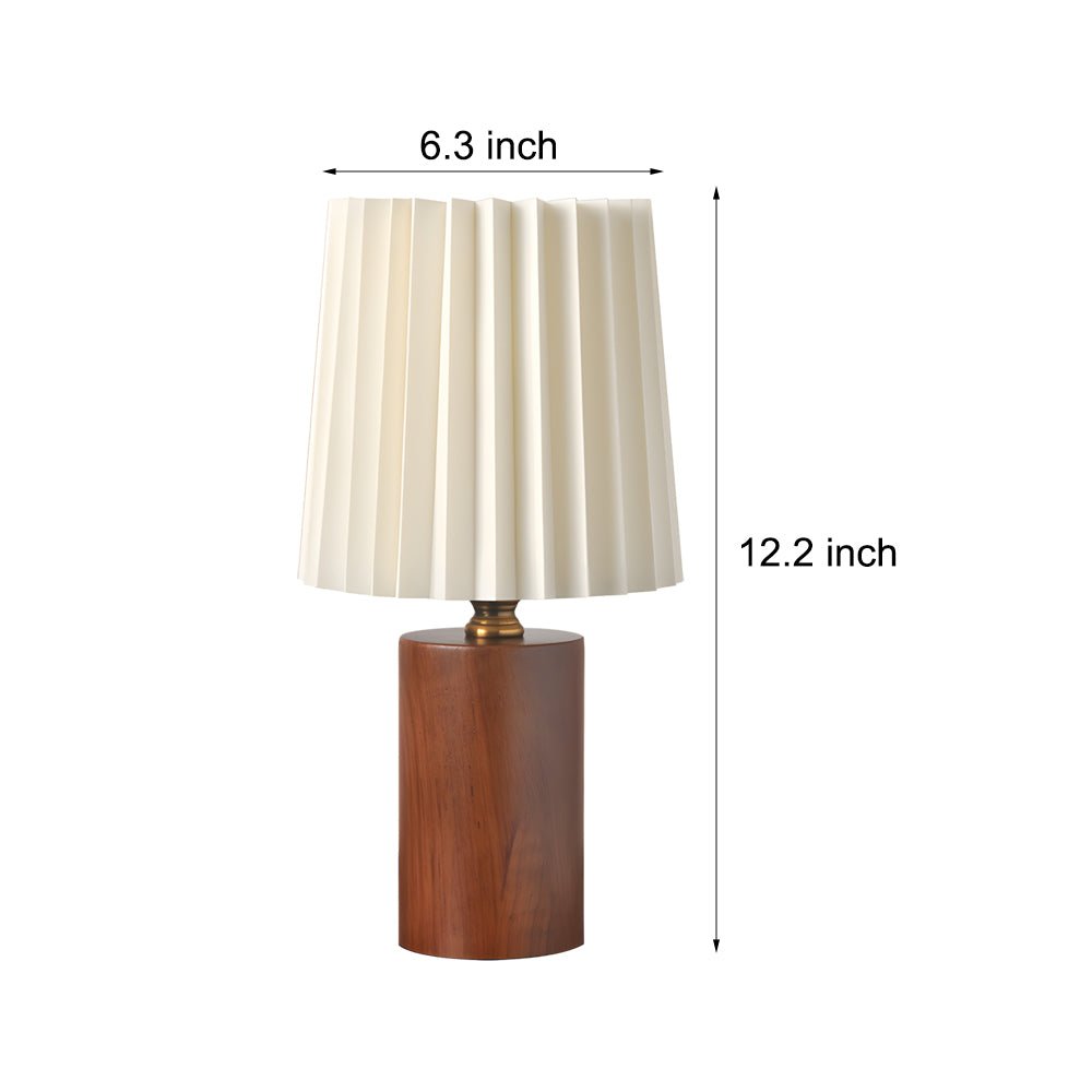 Premium Wood Column Table Lamp with Pleated Empire Shade