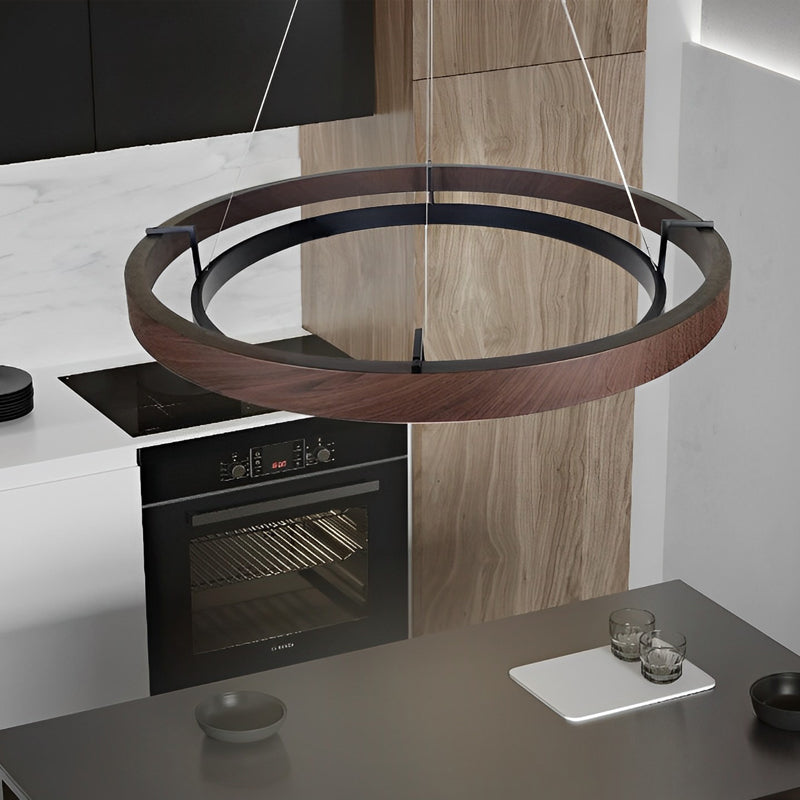 Modern Black Round LED Chandelier with Three-Step Dimming