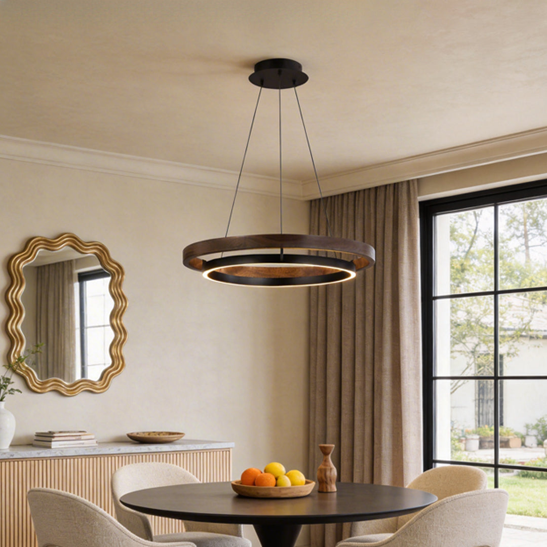 Modern Black Round LED Chandelier with Three-Step Dimming