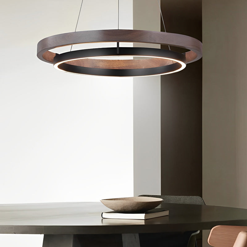 Modern Black Round LED Chandelier with Three-Step Dimming