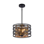 Black Iron Cage Drum Pendant Light - Round Ceiling Fixture