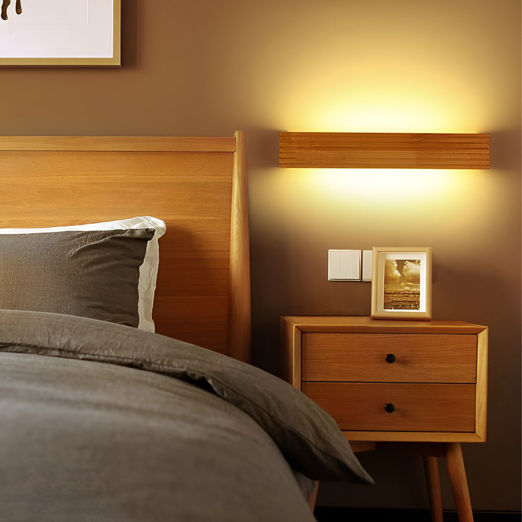Rectangular Waterproof LED Wooden Wall Lamp - Nordic Style