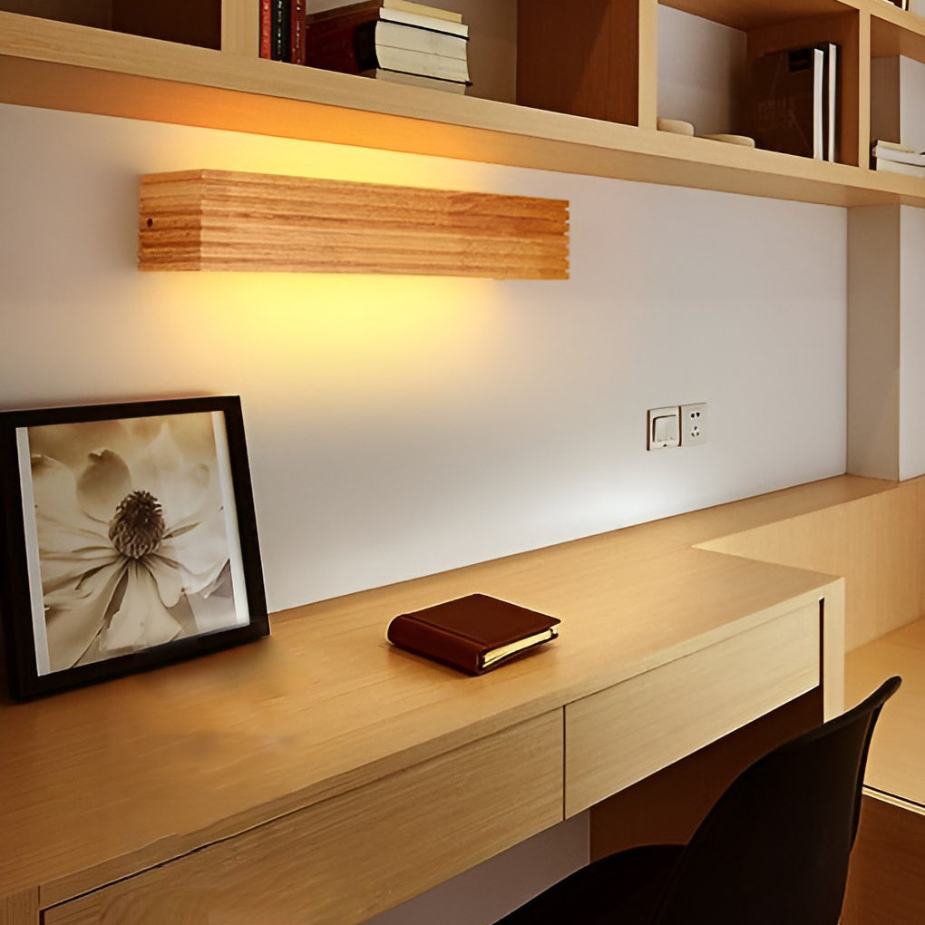 Rectangular Waterproof LED Wooden Wall Lamp - Nordic Style