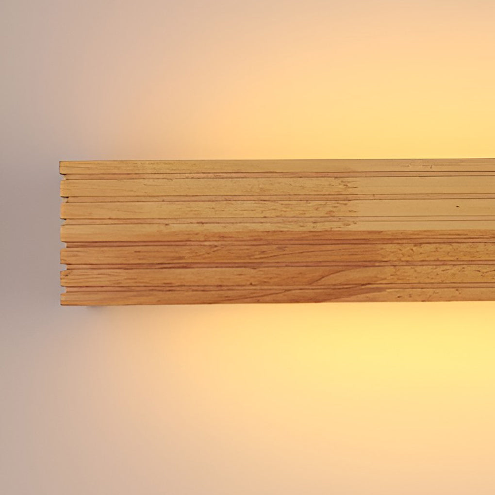 Rectangular Waterproof LED Wooden Wall Lamp - Nordic Style
