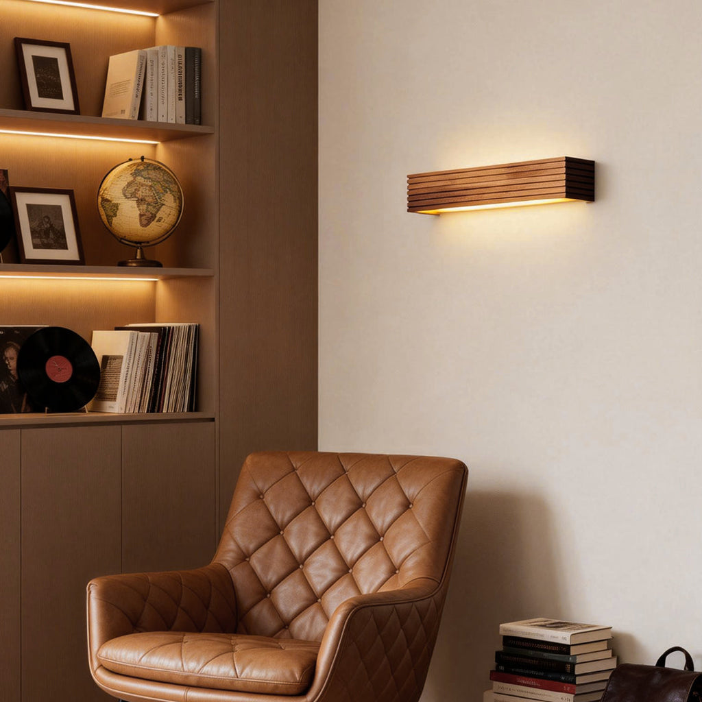 Rectangular Waterproof LED Wooden Wall Lamp - Nordic Style