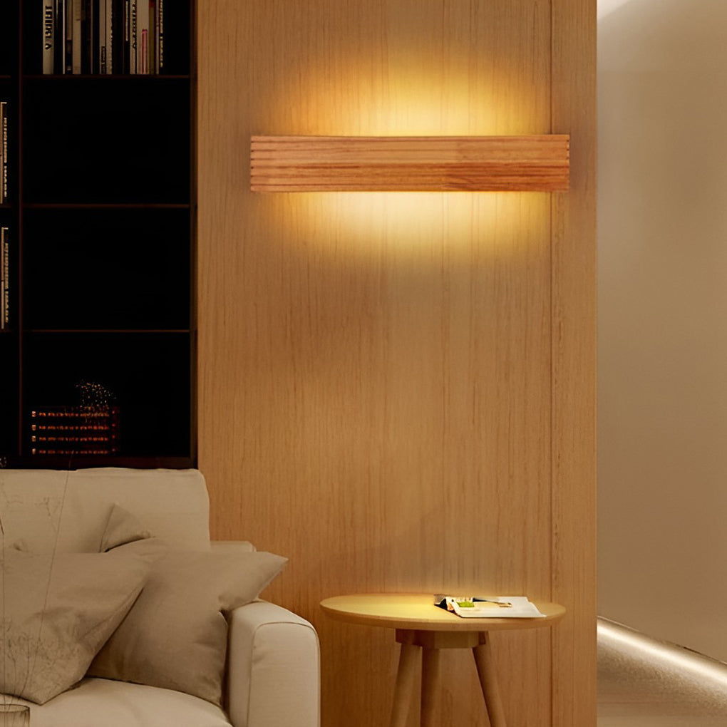Rectangular Waterproof LED Wooden Wall Lamp - Nordic Style