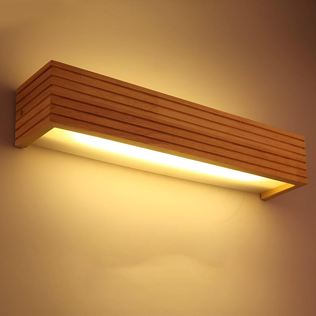 Rectangular Waterproof LED Wooden Wall Lamp - Nordic Style