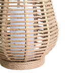 Premium Rattan Solar Lantern - Waterproof LED Hanging Light with Hemp Rope
