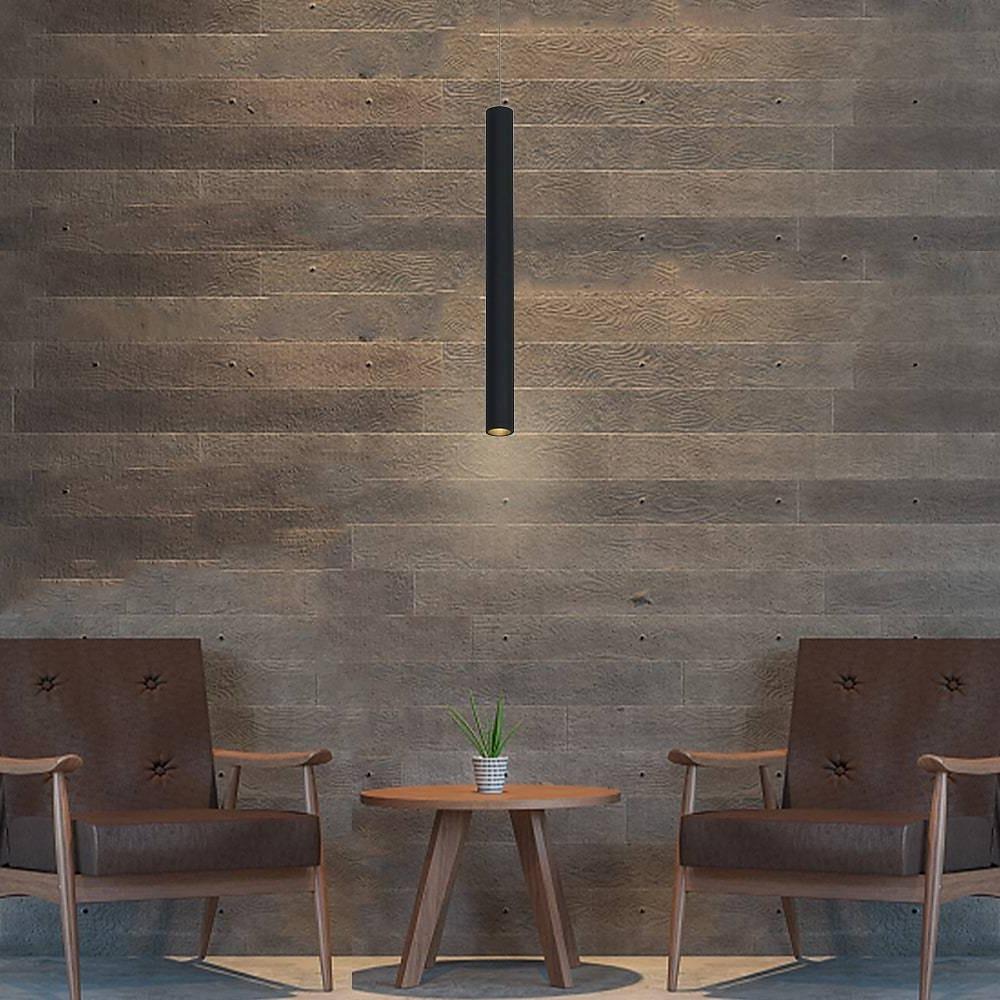 Sleek Black Pendant Light with Integrated Downlight LED