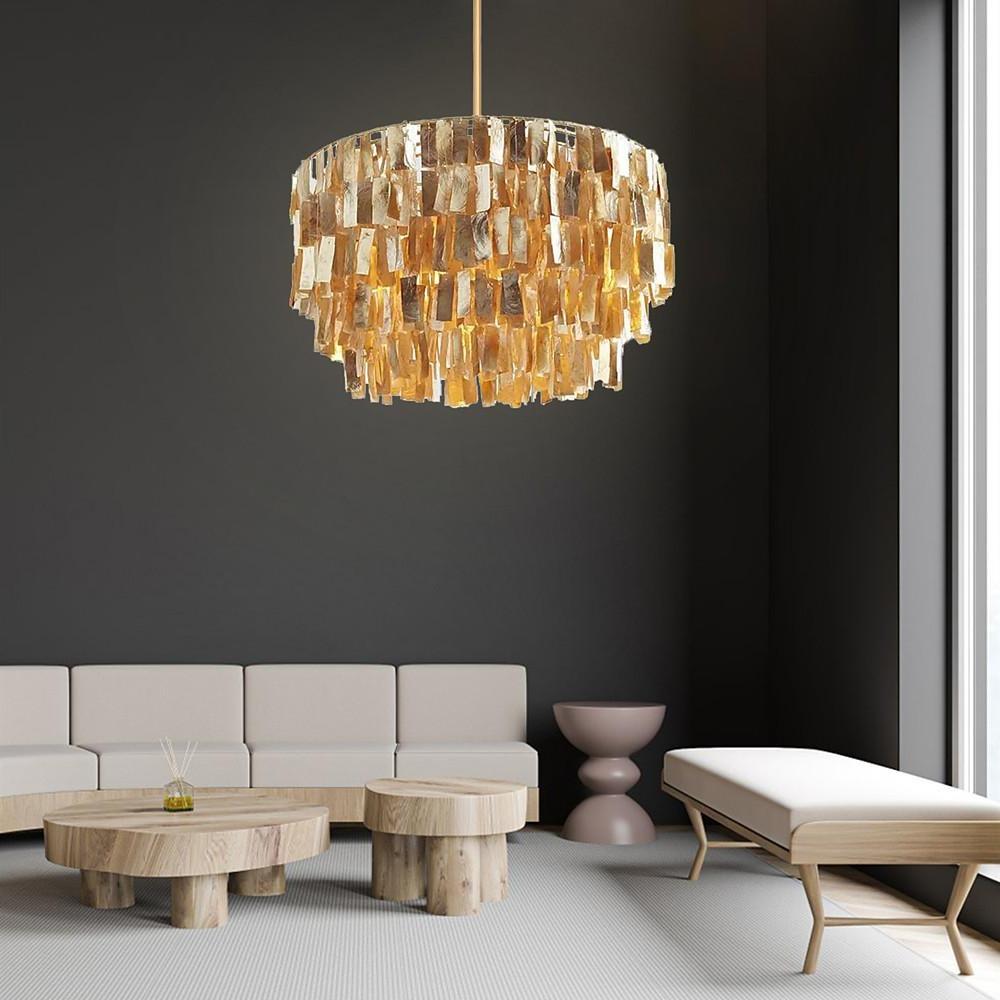 Contemporary Shell-Shaped Capiz Chandeliers - Modern Rustic Lighting