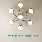 Sputnik Chandelier - Artistic Metal and Wood Ceiling Light for Kids' Rooms